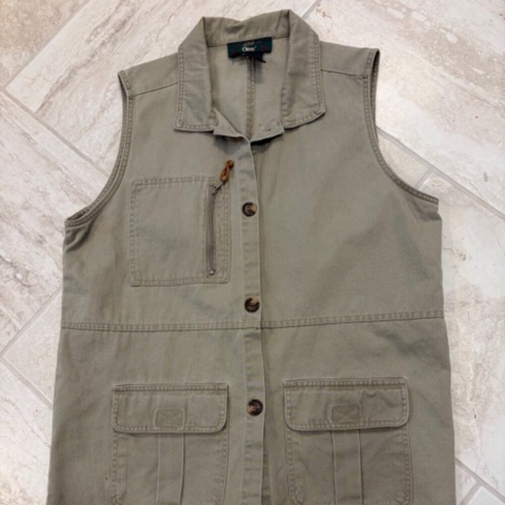 Orvis Army Green Fishing/Outdoor Vest Size Large 100% Cotton Utility Gorpcore
